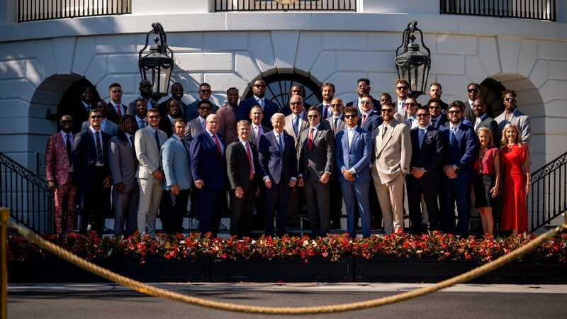 US President Joe Biden with the Kansas City Chiefs (Bild: 2024 Getty Images)