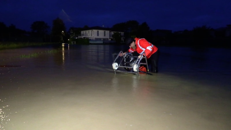 In Hörbranz, several houses near the sports field almost had to be evacuated. (Bild: Maurice Shourot)