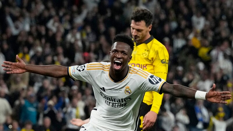 Vinicius Jr. celebrates his goal to make it 2-0. (Bild: Copyright 2024 The Associated Press. All rights reserved)