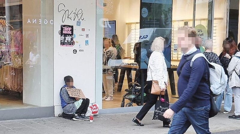 Obdachlose und Bettler prägen das Bild auf der Mariahilfer Straße. (Bild: Zwefo)