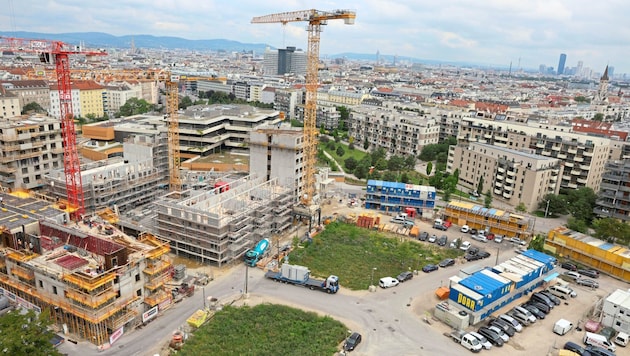 The community building will be one of 17 new residential buildings in the future "Village im Dritten" on the Landstrasser Aspanggründe. (Bild: Zwefo)