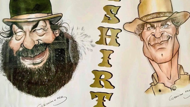 Bud Spencer and Terence Hill from the sharp pen of caricaturist "Geronimo". (Bild: Karl Grammer)