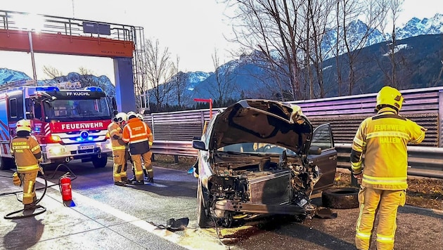 Schwerer Unfall auf der A10 nahe Kuchl nach dem Baustellen-Bereich, passiert Ende Dezember 2023 (Bild: Tschepp Markus)