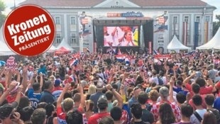 Bis zu 150.000 Besucher werden beim Public Viewing vor dem Klagenfurter Rathaus erwartet.