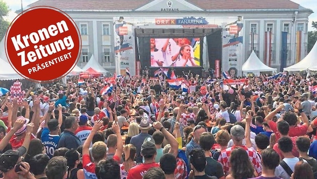 Bis zu 150.000 Besucher werden beim Public Viewing vor dem Klagenfurter Rathaus erwartet. (Bild: Dobesch GmbH)