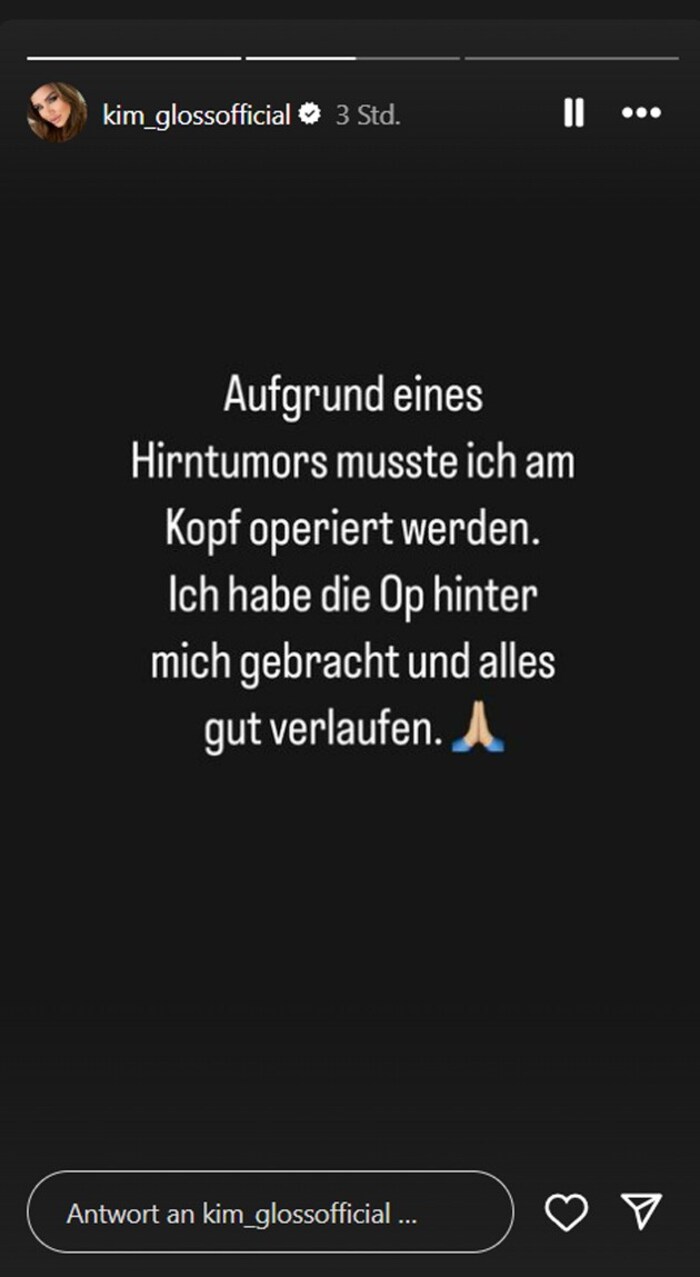 Mit diesen besorgniserregenden Neuigkeiten meldete sich Kim Gloss am Dienstag bei ihren Fans.