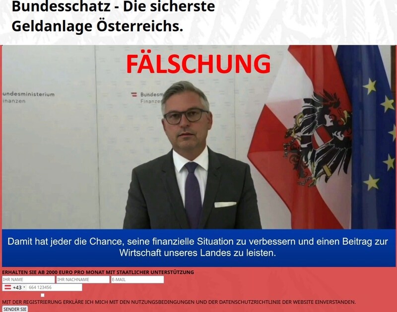 Der falsche Magnus Brunner geht auf Datenfang. (Bild: BMF)