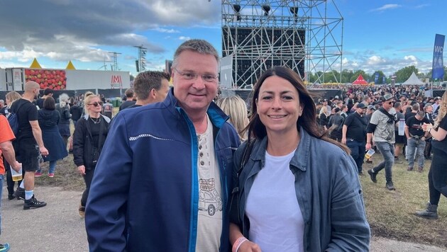 Mayor Wolfgang Kocevar and City Councillor for Transport Claudia Dallinger at "Racino Rocks" (Bild: Thomas Lenger/Monatsrevue)