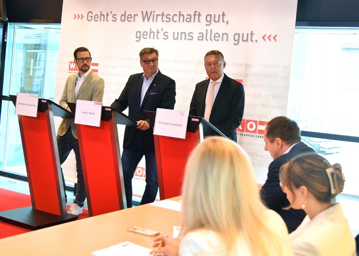 Provincial Councillor Sebastian Schuschnig, WK President Jürgen Mandl and Christoph Schneider, ...