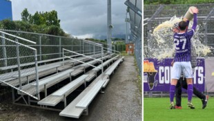 Der Gästesektor ist fast fertig. Kommende Saison will Austria Salzburg den Aufstieg in die 2. Liga mit einer Bierdusche begießen. (Bild: Tröster Andreas/Andreas Tröster, zVg)