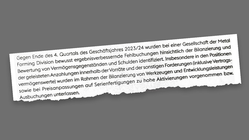 So wies die voestalpine im Geschäftsbericht 2023/24 auf die Bilanzskandal-Causa hin. (Bild: Krone KREATIV/Screenshot)