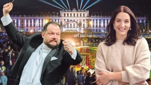 Andris Nelsons dirigiert vor Schloss Schönbrunn die Philharmoniker, die Norwegerin Lise Davidsen singt (Bild: Krone KREATIV/Krone KREATIV, ORF/Roman Zach-Kiesling, Starpix, James Hole 2019)