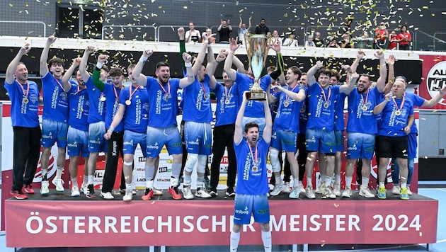 Jaaaaa! Der HC Linz ist erstmals seit 1996 wieder österreichischer Handball-Meister. (Bild: GEPA pictures/ Oliver Lerch)