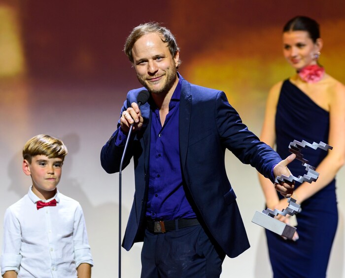 Young actors Ben Winkler and Adrian Goiginger at the award ceremony in Vienna on Wednesday.
