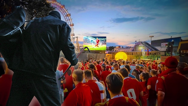 Die Einbrüche an Tagen mit EM-Spielen steigen im Schnitt um zehn Prozent an. (Bild: Krone KREATIV/Fanzone Prater, Andreas Leisser)