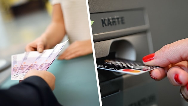 Direkt beim Schalter noch Geld einzuzahlen oder abzuheben wird immer seltener. Fast alles passiert heute an Automaten oder digital. (Bild: Krone KREATIV/Markus Wenzel (2))