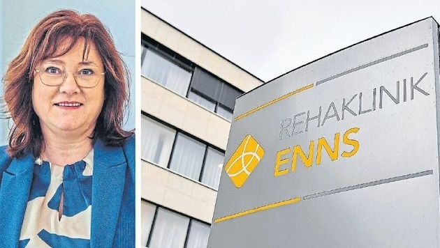 Sabine Engleitner-Neu will am kommenden Donnerstag Antworten auf ihre Fragen zu den Kliniken in Enns und am Gmundnerberg.  (Bild: Krone KREATIV/Harald Dostal, MacGreenie)