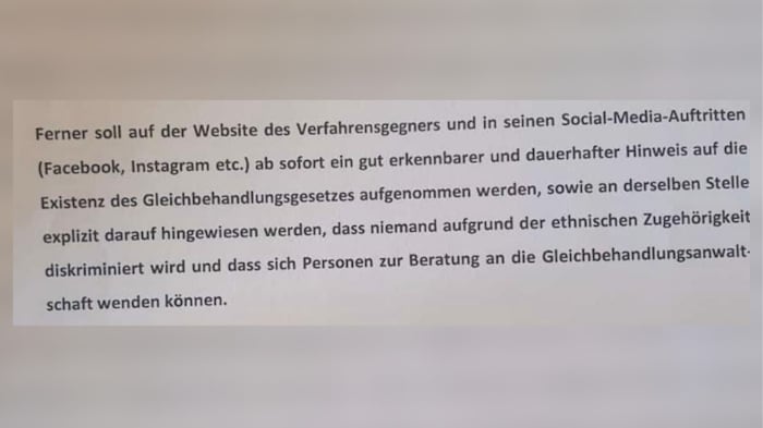 The Ombud for Equal Treatment is expecting several measures from Lercher (see above).