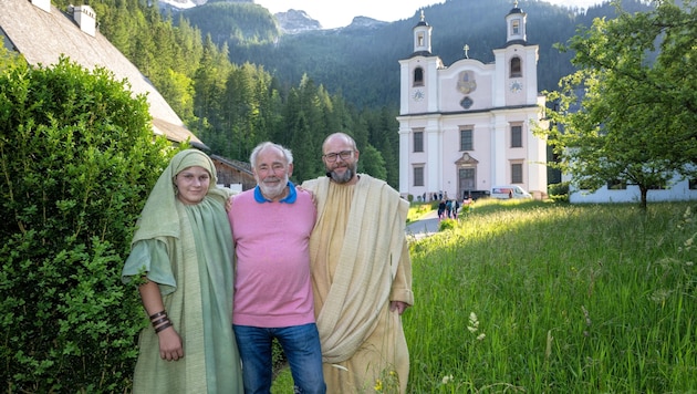 Drei Generationen bei der Loferer Passion dabei: Felix, Franz und Florian Michel (von links) (Bild: KERSTIN JOENSSON)