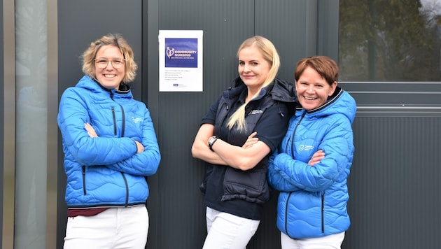 Die Community Nurses in Wolfurt: Johanna Kaufmann, Judith Moll und Andrea Schwarz (Bild: Tina Winkler)