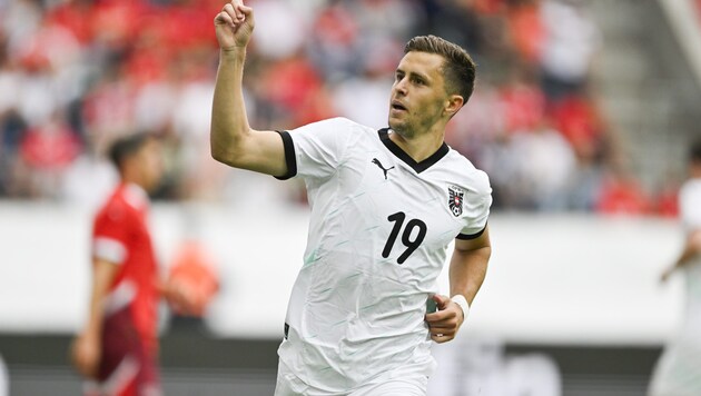 Christoph Baumgartner also scored against Switzerland. (Bild: APA/KEYSTONE/GIAN EHRENZELLER)