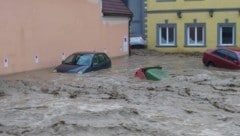 Szenen des Chaos wegen der großen Regenmengen in Deutschfeistritz (Bild: Landeswarnzentrale)