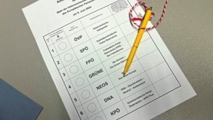 So sieht der Wahlzettel bei der Europawahl aus. (Bild: Jauschowetz Christian)