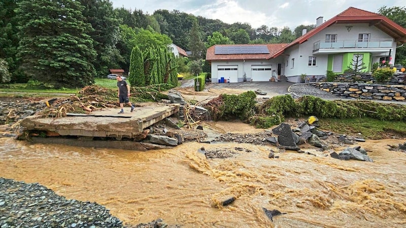Wiesfleck-Schreibersdorf nach den starken Regenfällen. (Bild: Christoph Krutzler)