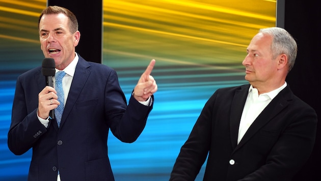 The debate between Harald Vilimsky and Andreas Schieder was particularly heated. (Bild: APA/Helmuth Fohringer)