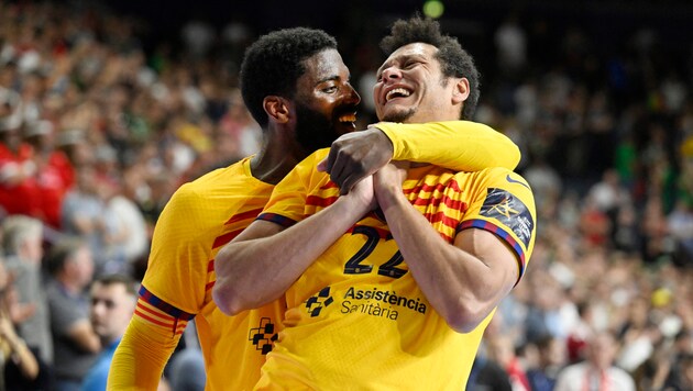 Huge celebration for Dika Mem (l.) and Thiagus Petrus (Bild: AFP/APA/afp/Roberto Pfeil)