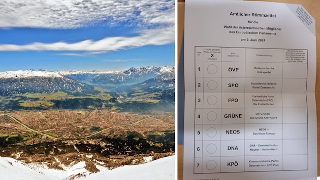 The EU election in Tyrol resulted in a significant loss for the ÖVP. However, it still came in first place. (Bild: Christof Birbaumer/Manuel Schwaiger/Krone KREATIV)