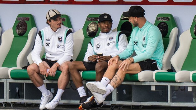 Sabitzer, Alaba and Arnautovic (from left) gave instructions. (Bild: GEPA pictures)