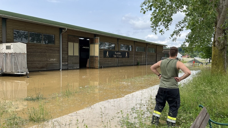 A riding stable was flooded in Bad Blumau (Bild: BFV Fürstenfeld)