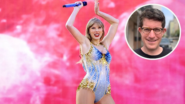 Her fame, her art, the enthusiasm she sparks with her music - German cultural scientist Jörn Glasenapp analyzes the phenomenon that is Taylor Swift. (Bild: Krone KREATIV/picturedesk, privat,)