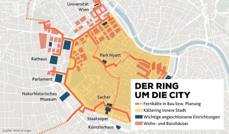 The city will now be supplied with cooling. (Bild: Krone KREATIV/OpenStreetMaps)