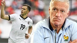 Frankreich-Trainer Didier Deschamps hat großen Respekt vor Christoph Baumgartner und Co.  (Bild: APA/dpa/krone.at-MRGrafik)