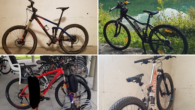 These four bicycles were stolen in the Lienz area. The police are asking for any useful information. (Bild: PI Lienz)