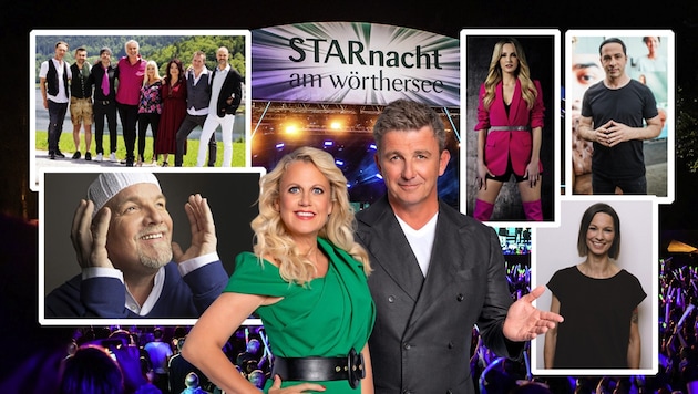 „Starnacht am Wörthersee“: Auch präsentieren Barbara Schöneberger und Hans Sigl ein wahres Star-Ensemble aus der Ostbucht in Klagenfurt. (Bild: Krone KREATIV/pertramer-scaled ©AngeloLair @Noraorf_ipmediaD Universal Musikaniel-Haussmann-scaled -Koeck-scaled )