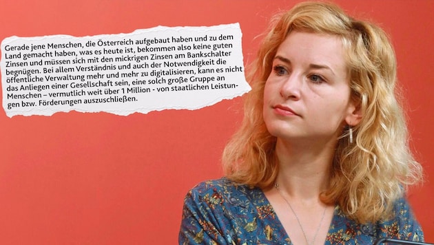 Eva-Maria Holzleitner, head of the Red Women's Party, wants to assert the right to an analog life and is also submitting a motion to this end. (Bild: Krone KREATIV/Zwefo zVg)