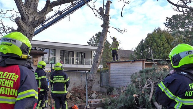 Son fırtınalar ve seller Avusturya'nın birçok bölgesinde ciddi hasara yol açtı. (Bild: APA/BFKDO BADEN/STEFAN SCHNEIDER)