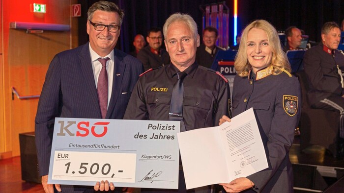 WKK-Präsident Mandl, Marschnig und Landespolizeidirektorin Kohlweiß.