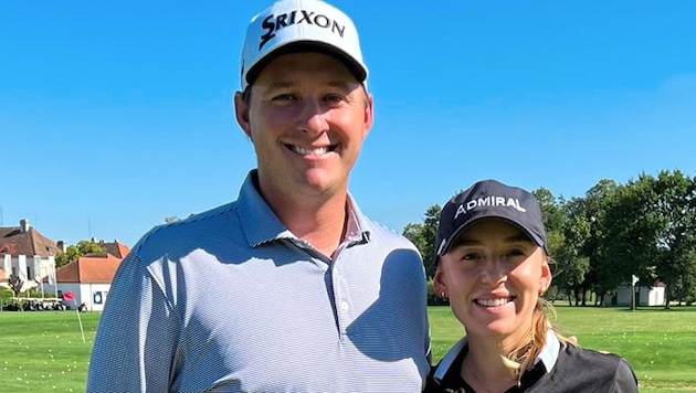 Sepp Straka, pictured here with Austria's best golfer Emma Spitz, has remained a down-to-earth person. Those around him particularly appreciate his extreme friendliness. (Bild: Emma Spitz)