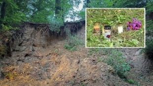 Trauer in St. Marein. Dort wurde ein Fünfjähriger von einer Mure verschüttet. Nun drohen erneut Unwetterwarnungen.  (Bild: Krone KREATIV/Ferdl/KK)