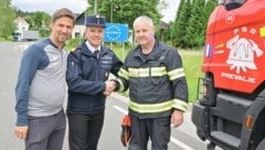 Geopark-Manager Gerald Hartmann, BFK Patrick Skubel und ein slowenischer Kollege (Bild: Evelyn Hronek)