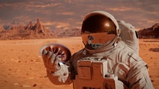 Auf dem Weg zum Mars gibt es noch viele Hürden zu nehmen, und die sind nicht nur technischer oder logistischer, sondern auch biologischer Natur. (Bild: Krone KREATIV/dottedyeti – stock.adobe.com (KI-generiert))