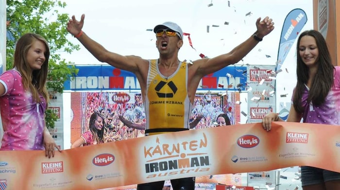 Ein großer Moment: Vanhoenacker knackte 2011 in Klagenfurt den Ironman-Weltrekord