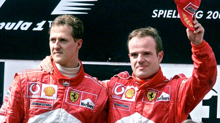 Michael Schumacher (l.) und Rubens Barrichello