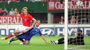 Der Dosenöffner beim letzten Sieg gegen Frankreich: Janko (li.) traf früh zum 1:0.  (Bild: Helmut Fohringer / APA / picturedesk.com)