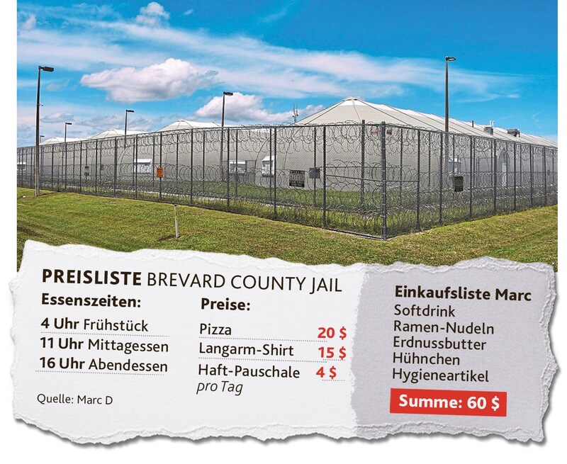 Marc D. sitzt seit Monaten im Brevard County Jail. Die Preise sind hoch, die Qualität der Nahrung mies. (Bild: IMAGO/Malcolm Denemark/FLORIDA TODAY)