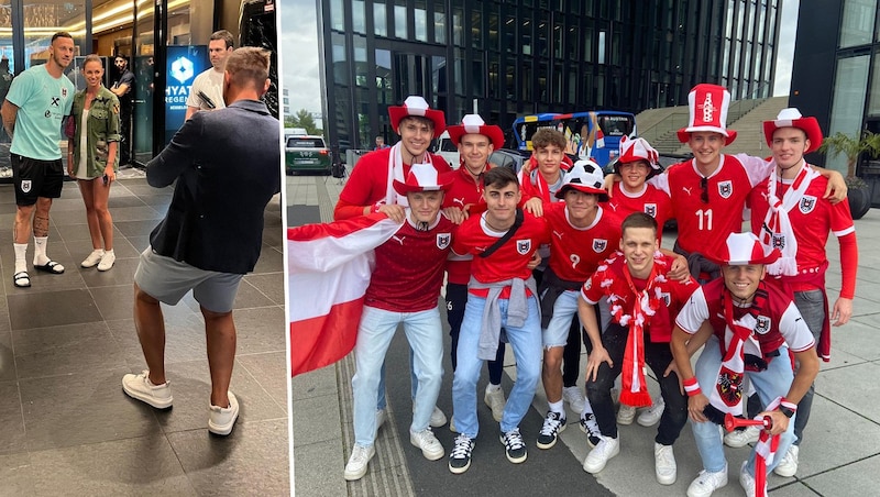 Marko Arnautovic erfüllt Fotowünsche, die österreichischen Fans sind bereit. (Bild: krone.at)